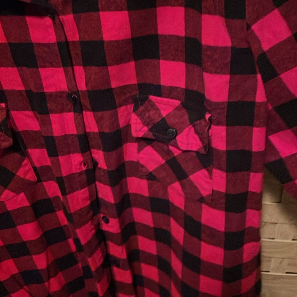 NWOT Matchstick cotton red/black checkered flann button down shirt, Size XXL - Picture 3 of 8